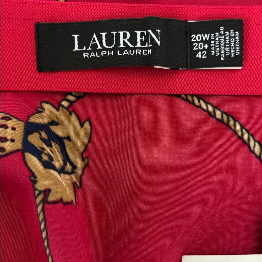 NWT Lauren Ralph Lauren Belting-Print Satin
Charmeuse Midi Skirt Red  Size 20W - Picture 8 of 9